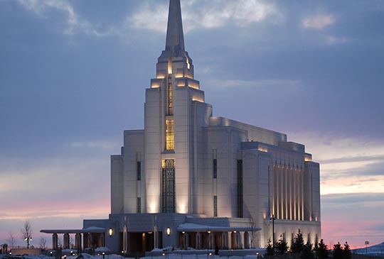 Rexburg temple at sunset - Church of Jesus Christ of Latter Day Saints