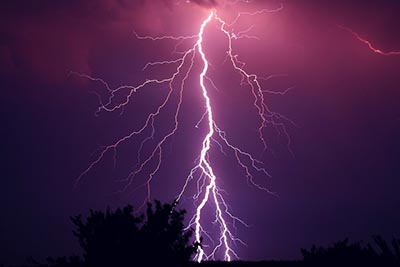 lightning in purple sky